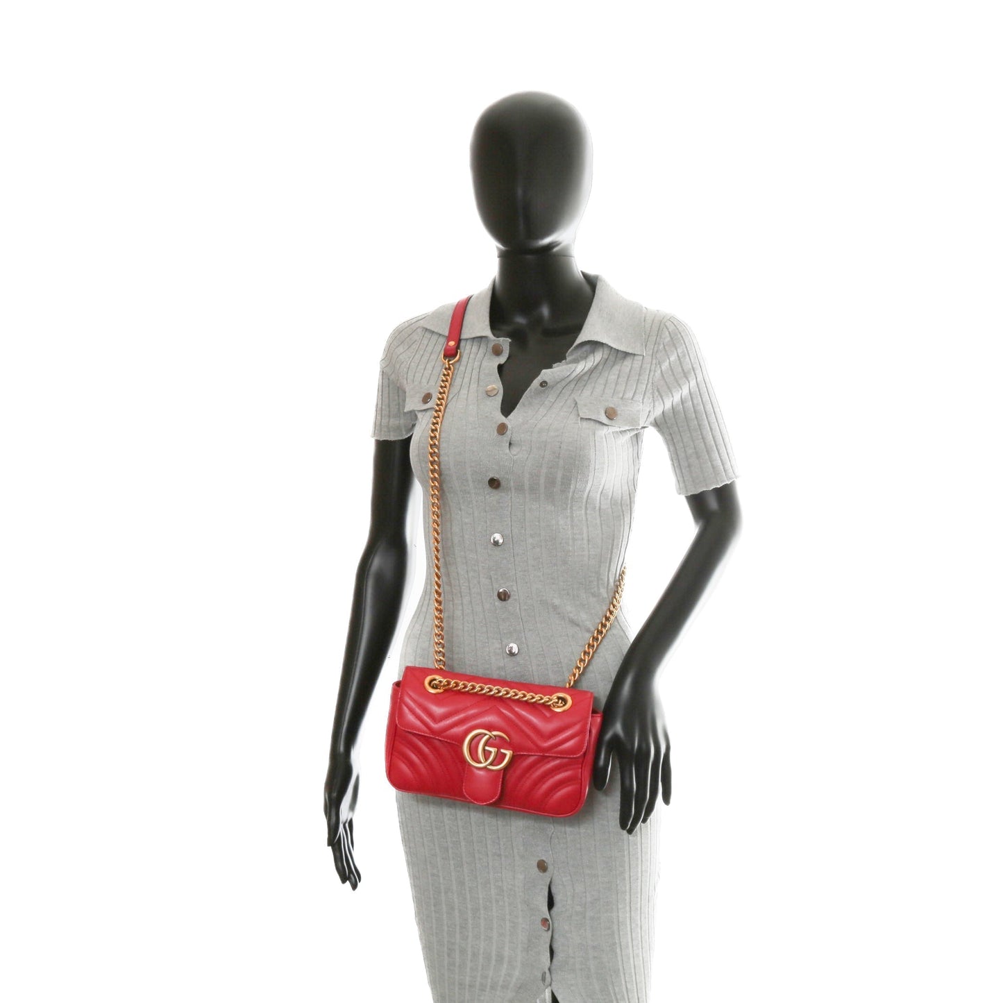Luxury Gucci GG Marmont Mini Shoulder Chain Red