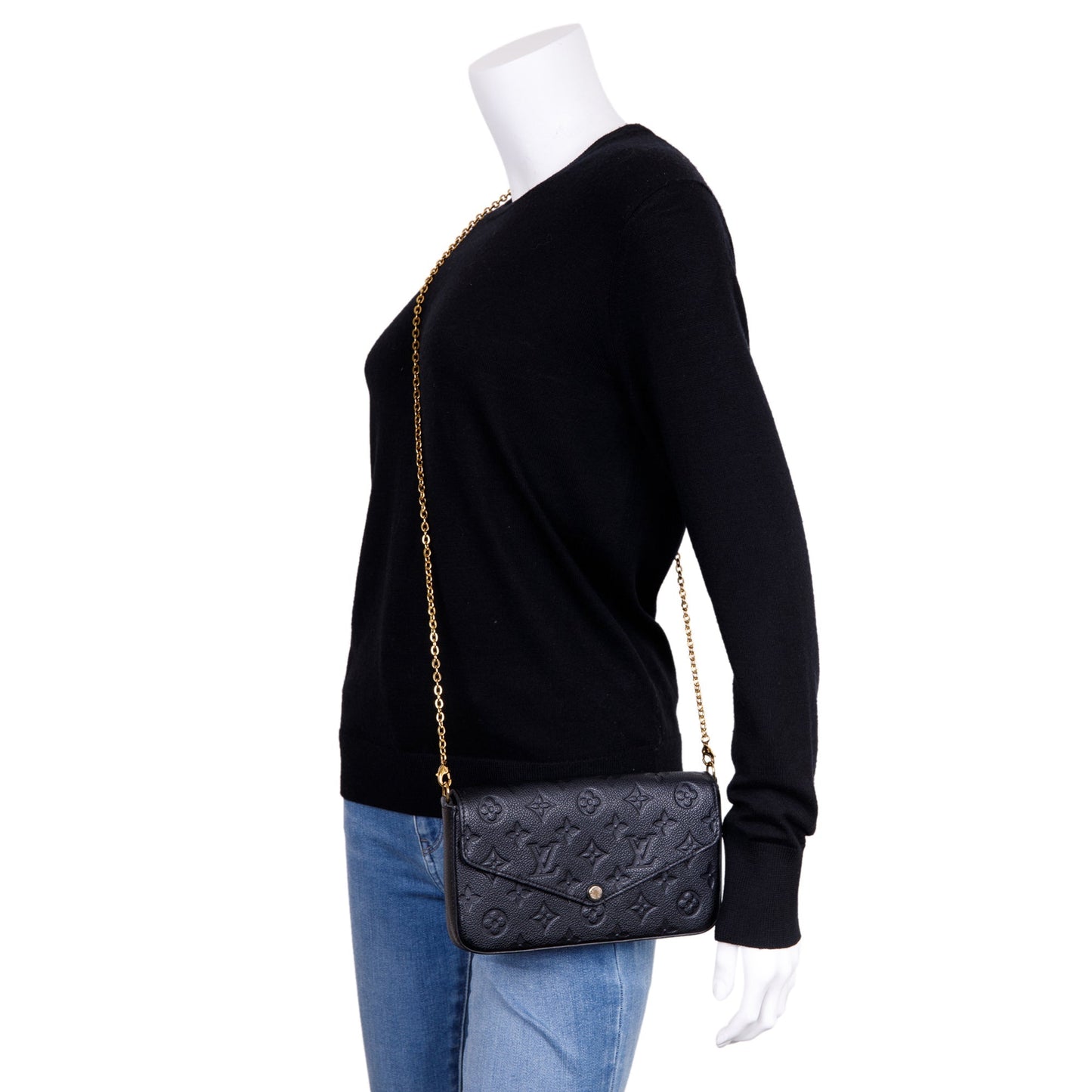 Louis Vuitton 2020 Black Monogram Empreinte Felicie Pochette Bag