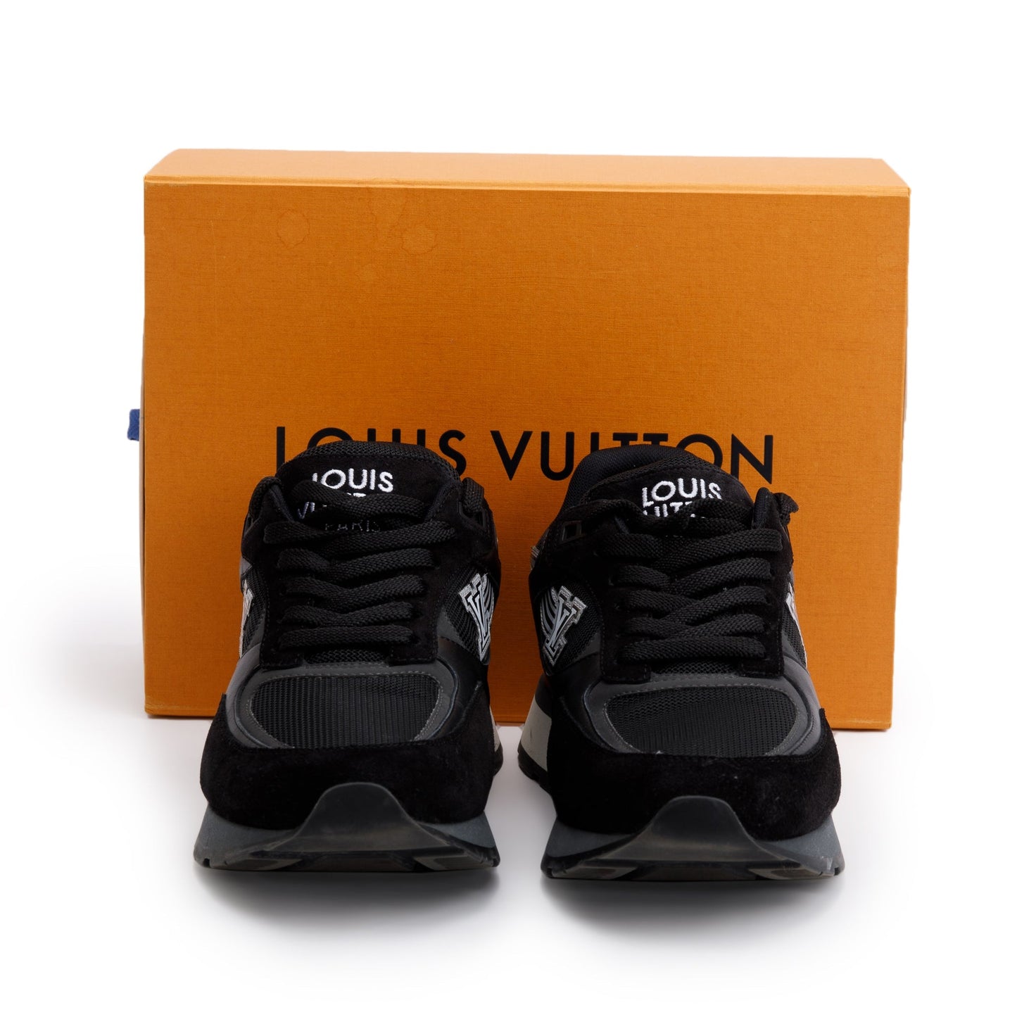 Louis Vuitton 2020 Black Suede Mesh Calfskin Run Away Sneakers, Size 7