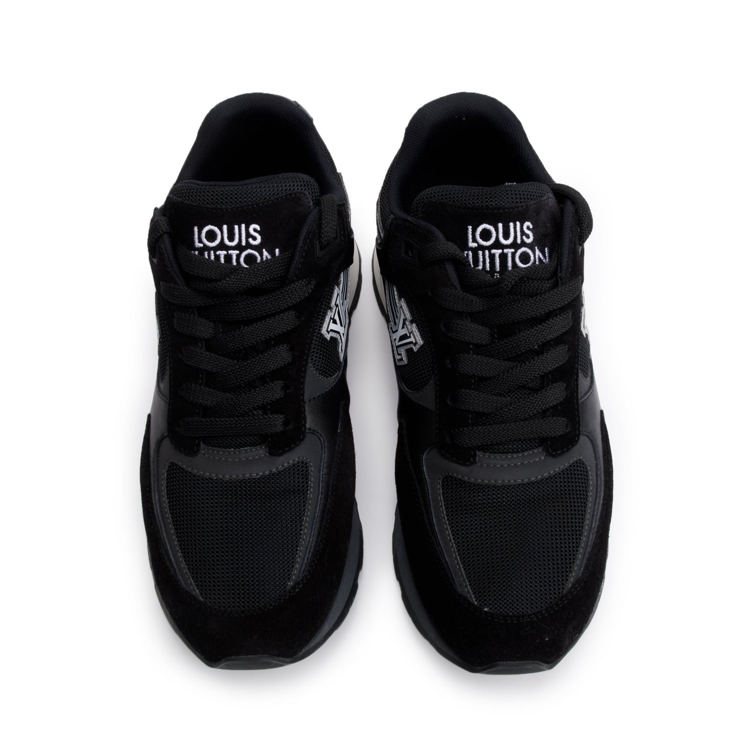 Louis Vuitton 2020 Black Suede Mesh Calfskin Run Away Sneakers, Size 7