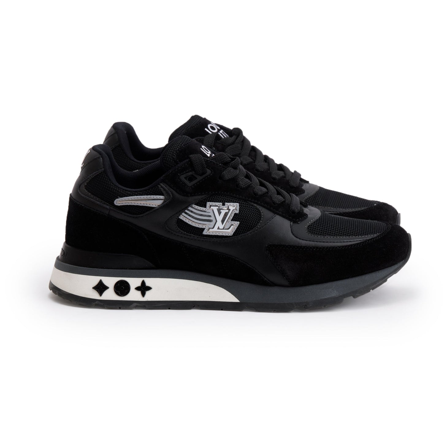 Louis Vuitton 2020 Black Suede Mesh Calfskin Run Away Sneakers, Size 7