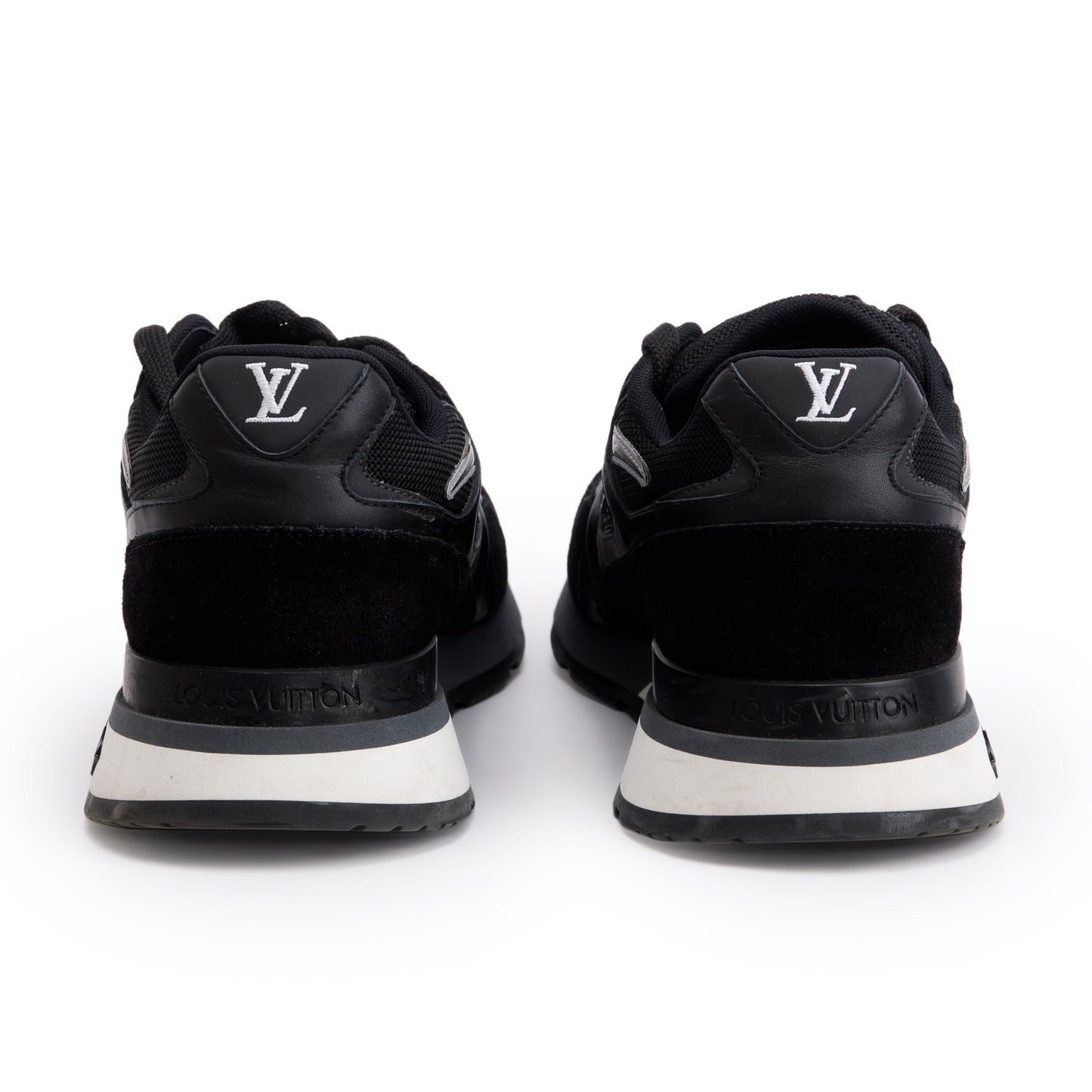 Louis Vuitton 2020 Black Suede Mesh Calfskin Run Away Sneakers, Size 7