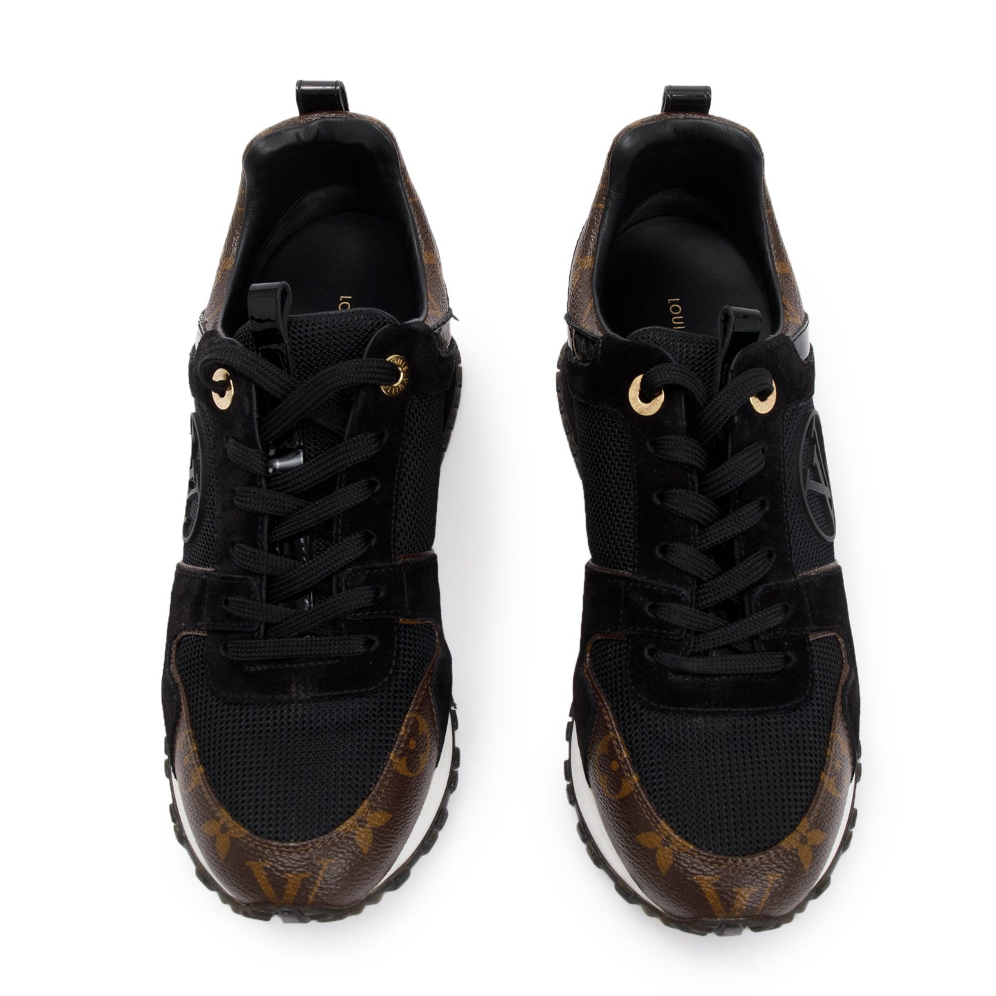 Louis Vuitton 2020 Black Suede Monogram Run Away Sneakers, Size 37