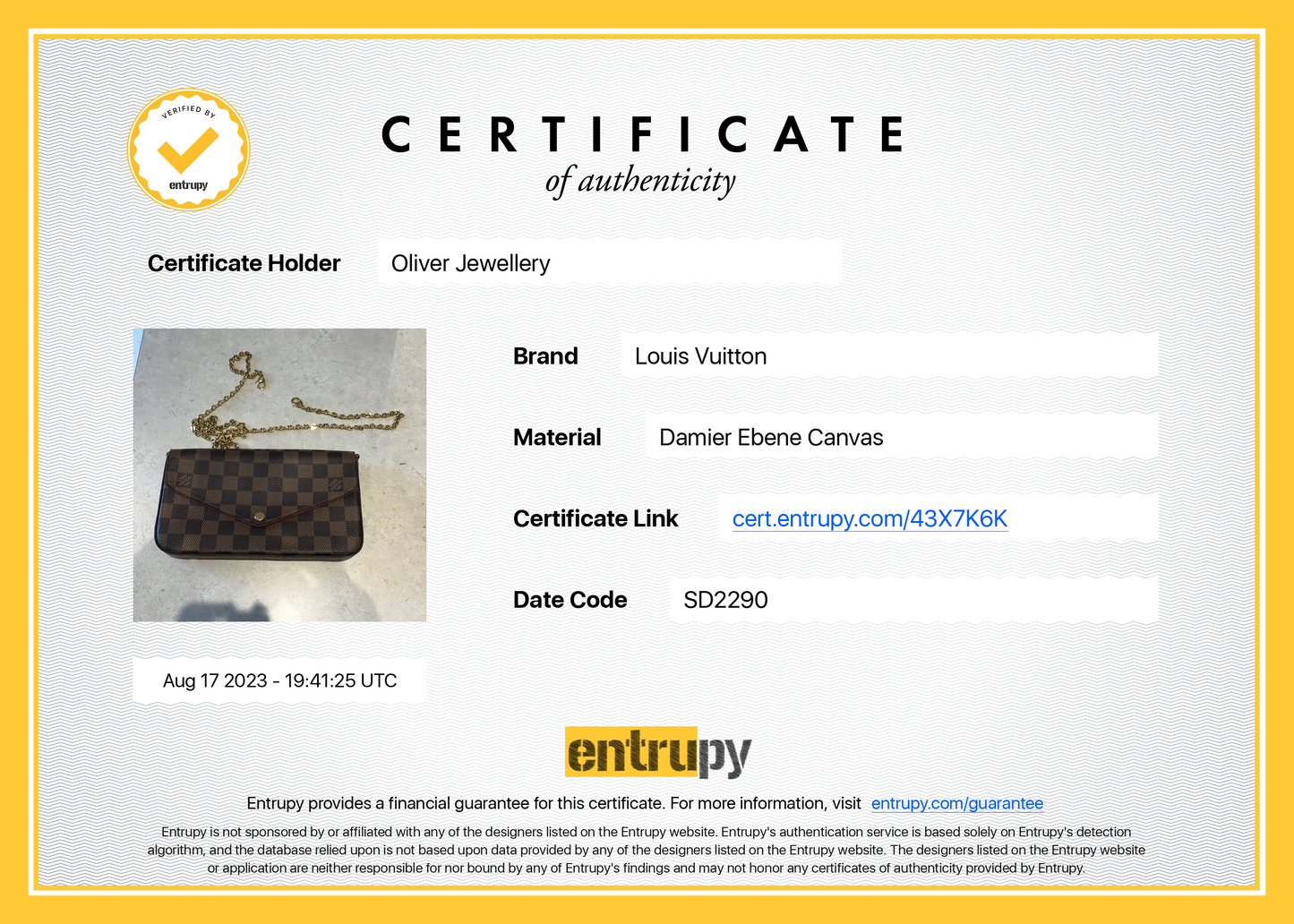 Louis Vuitton 2020 Damier Ebene Felicie Pochette Bag