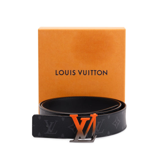 Louis Vuitton 2020 Monogram Eclipse & Black Leather Spray LV Initiales 40MM Reversible Belt 95 38
