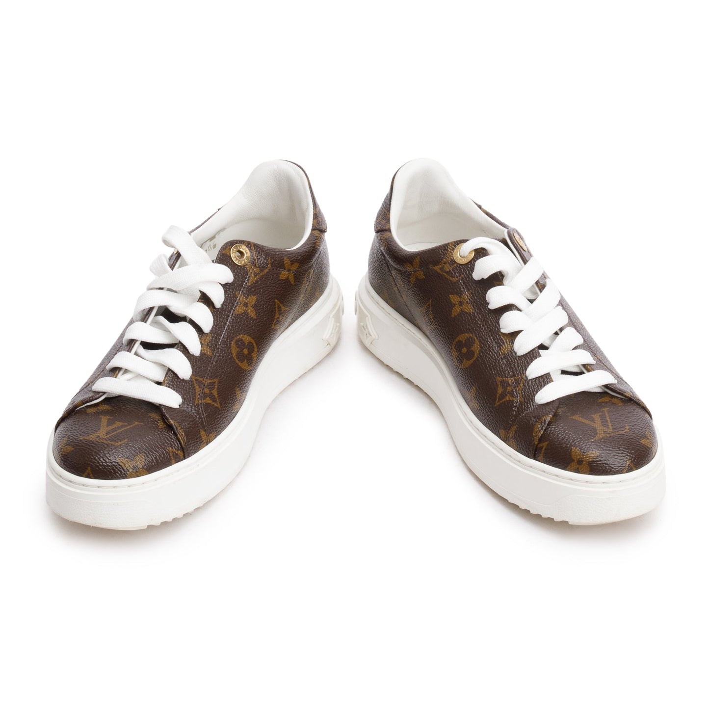 Louis Vuitton 2020 Monogram Time Out Sneakers, Size 38.5