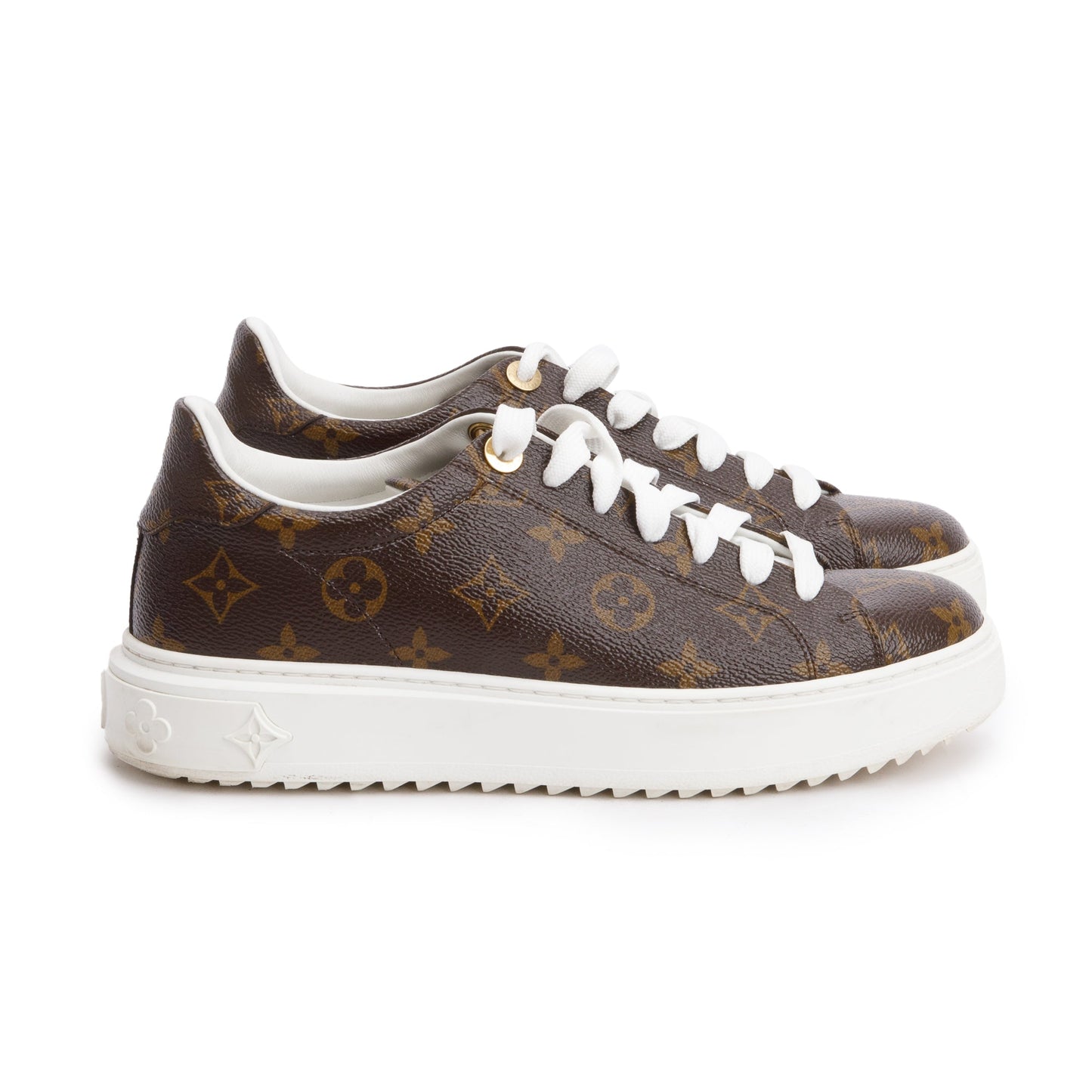 Louis Vuitton 2020 Monogram Time Out Sneakers, Size 38.5