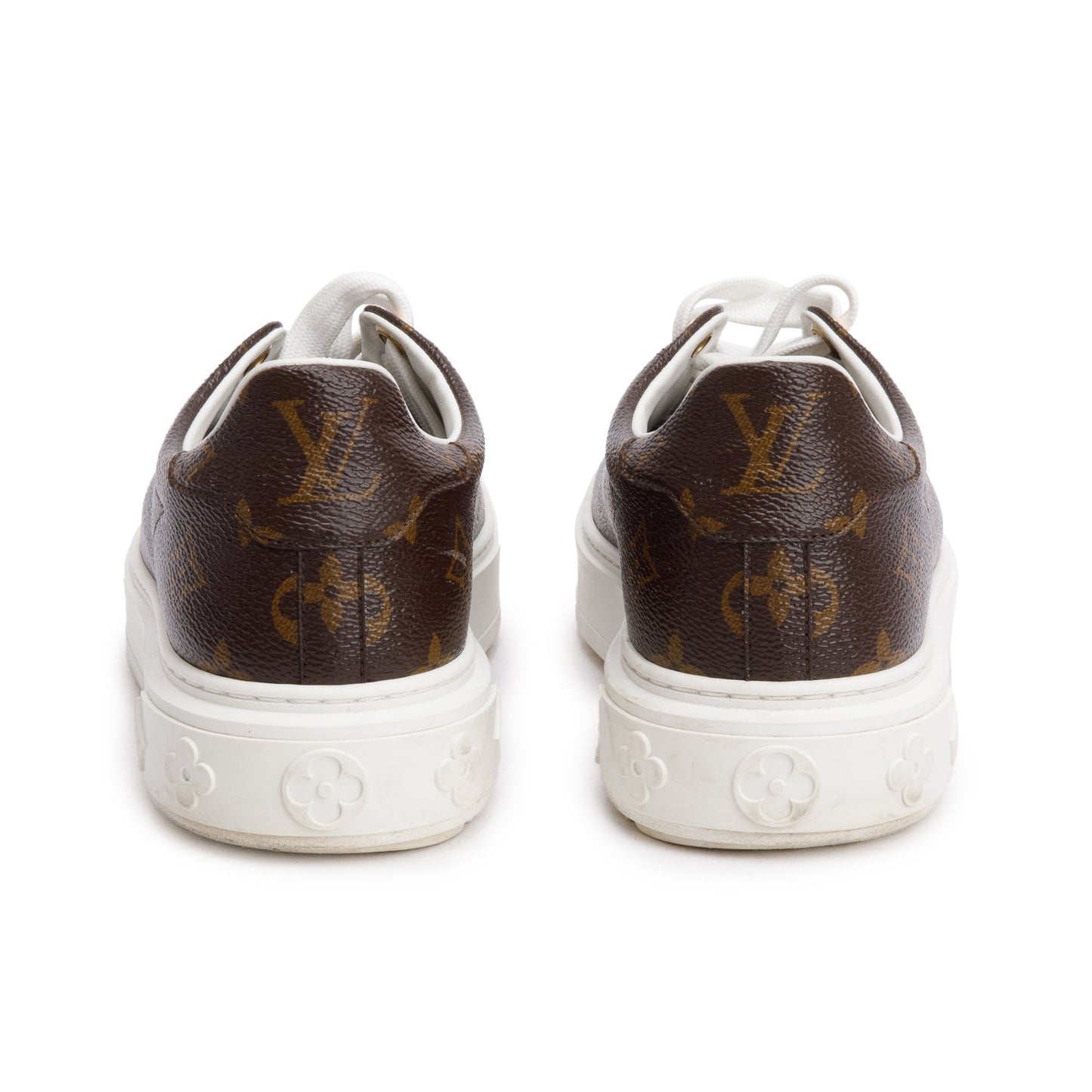 Louis Vuitton 2020 Monogram Time Out Sneakers, Size 38.5