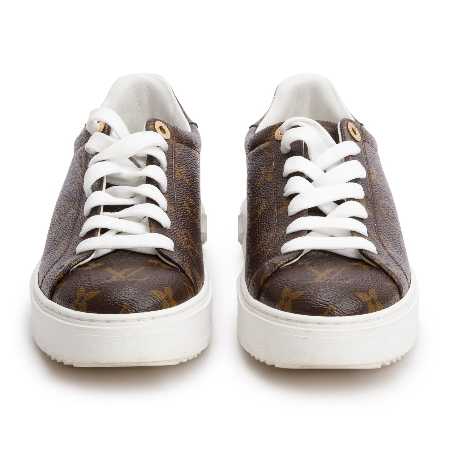 Louis Vuitton 2020 Monogram Time Out Sneakers, Size 38.5