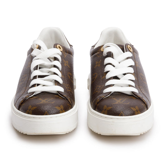 Louis Vuitton 2020 Monogram Time Out Sneakers, Size 38.5