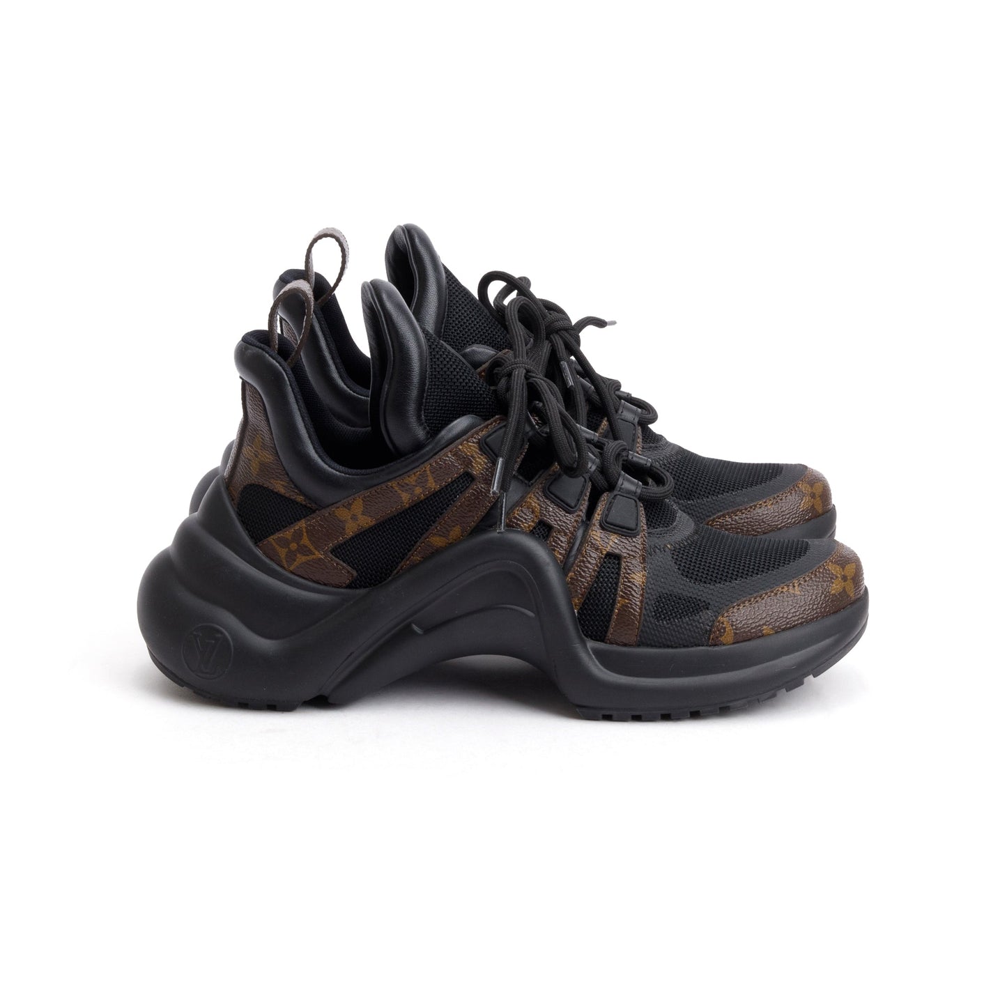 Louis Vuitton 2020 Monogram Trim Black LV Archlight Sneakers, Size 39