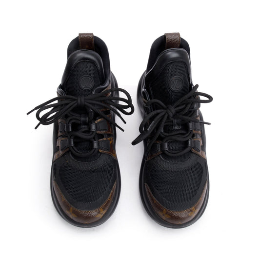 Louis Vuitton 2020 Monogram Trim Black LV Archlight Sneakers, Size 39