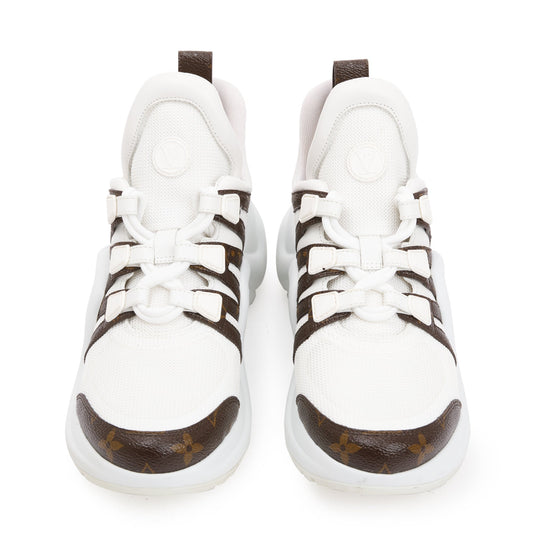 Louis Vuitton 2020 Monogram Trim White LV Archlight Sneakers, Size 38