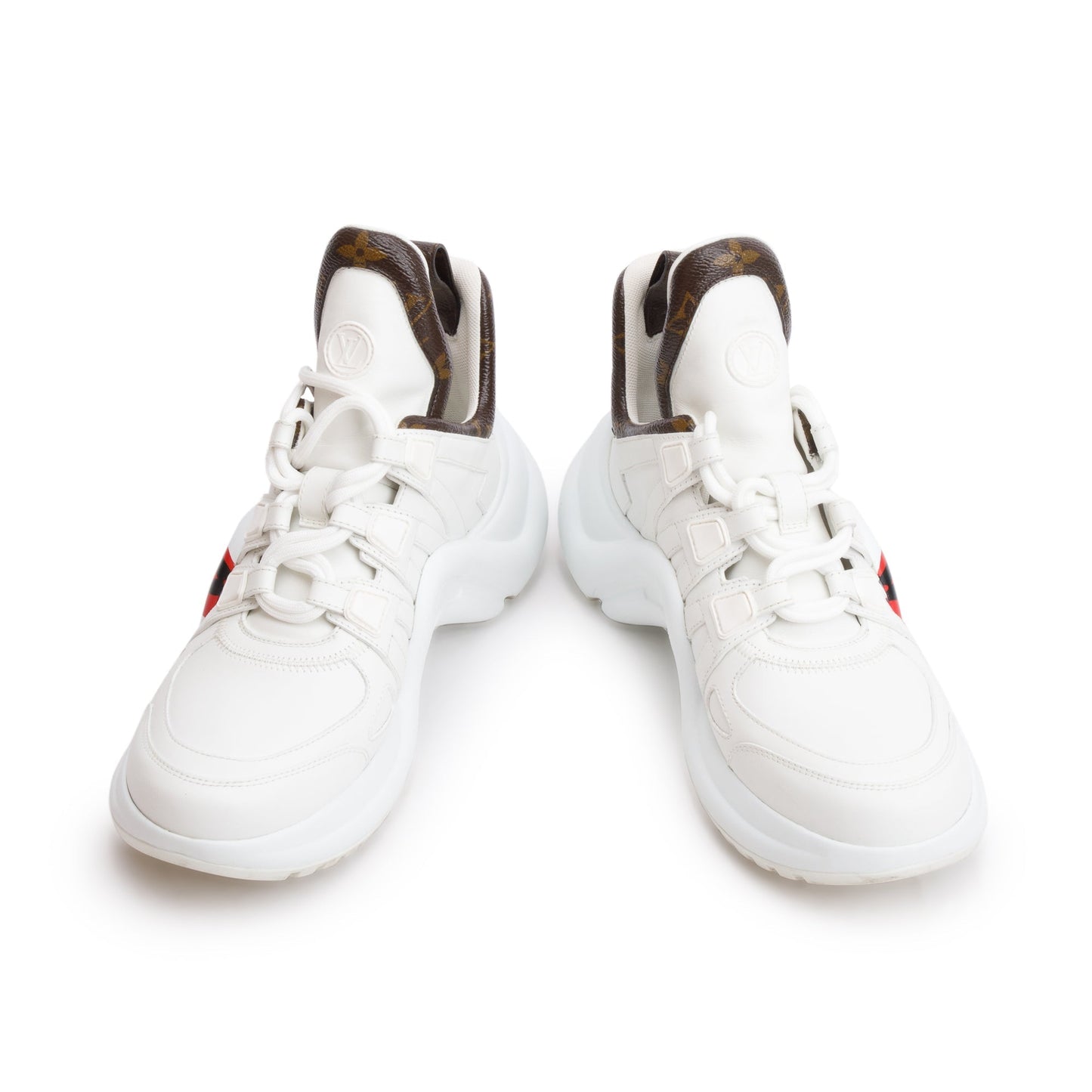 Louis Vuitton 2020 White Leather Monogram Trim LV Heart Archlight Sneakers, Size 37.5