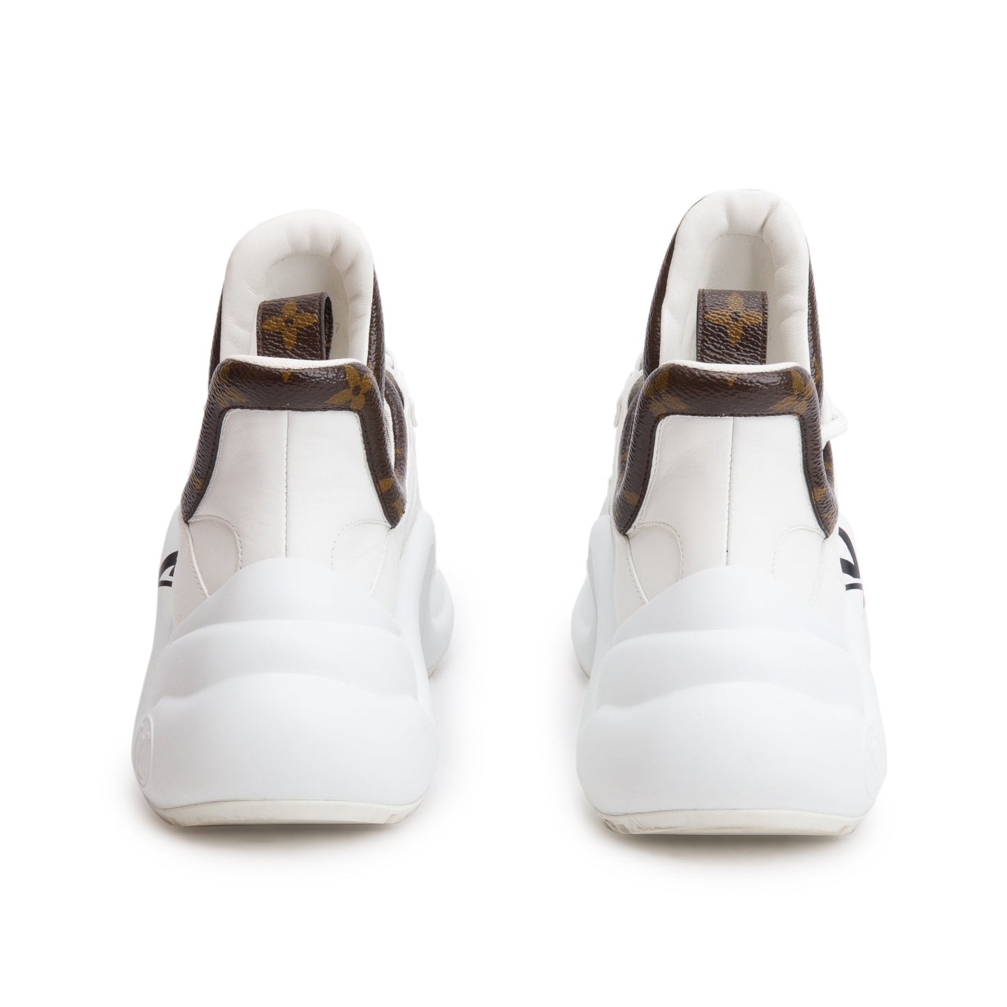 Louis Vuitton 2020 White Leather Monogram Trim LV Heart Archlight Sneakers, Size 37.5