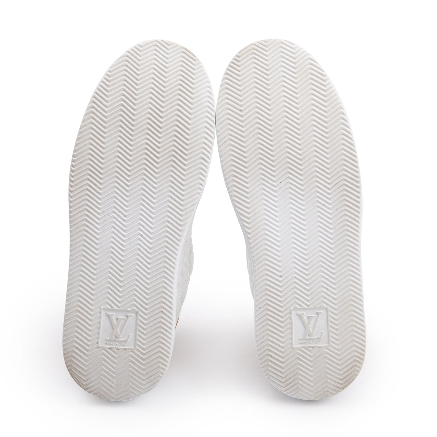 Louis Vuitton 2020 White Monogram Embosssed Leather Beverly Hills Sneakers, Size 6.5