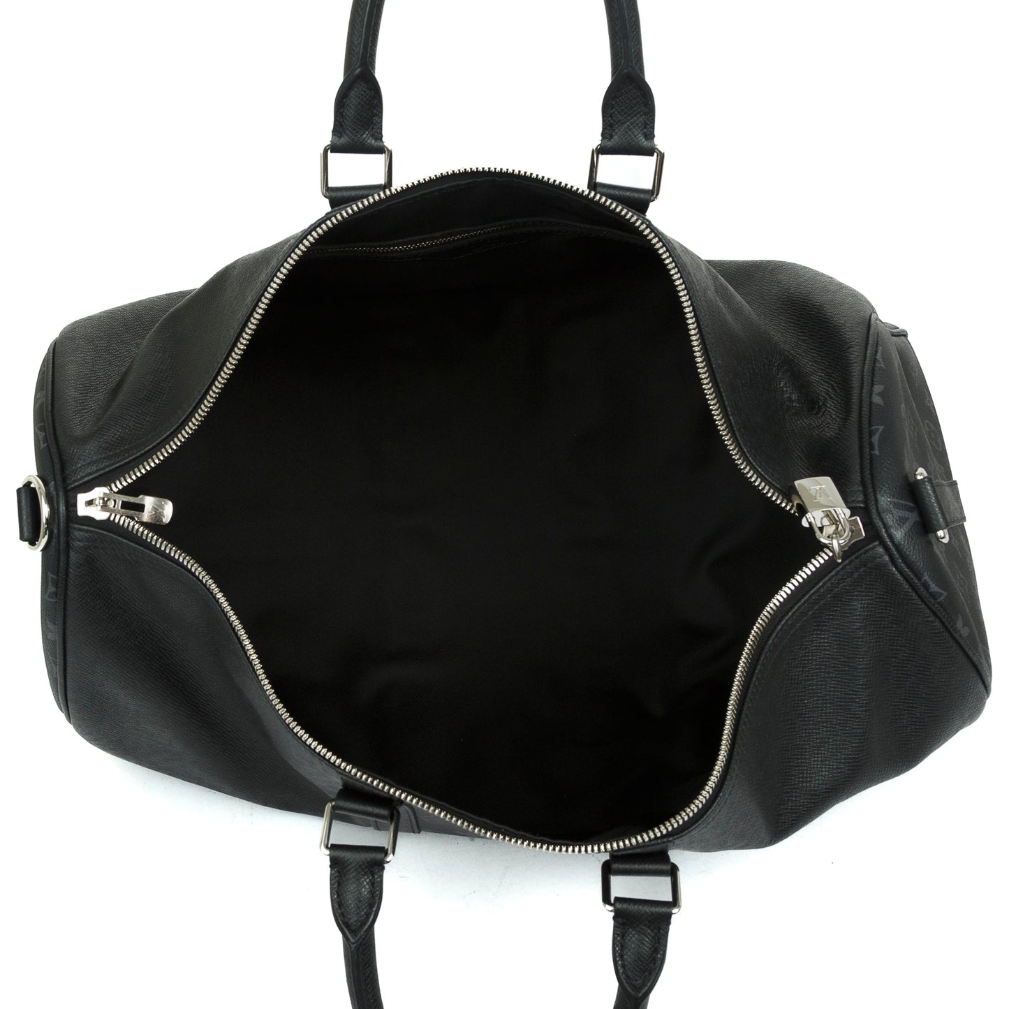 Louis Vuitton 2021 Black Taiga Leather and Monogram Eclipse Keepall Bandouliere 50
