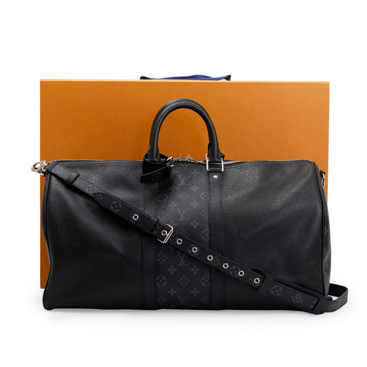 Louis Vuitton 2021 Black Taigarama Keepall Bandouliere 50