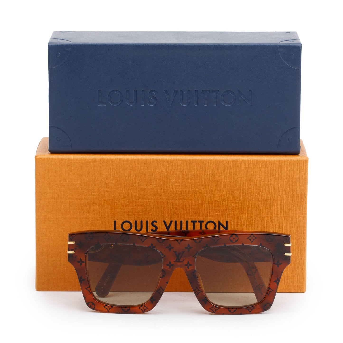 Louis Vuitton 2021 Z1483E Brown Monogram Acetate Blade Square Sunglasses