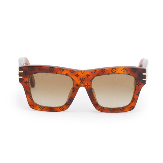 Louis Vuitton 2021 Z1483E Brown Monogram Acetate Blade Square Sunglasses
