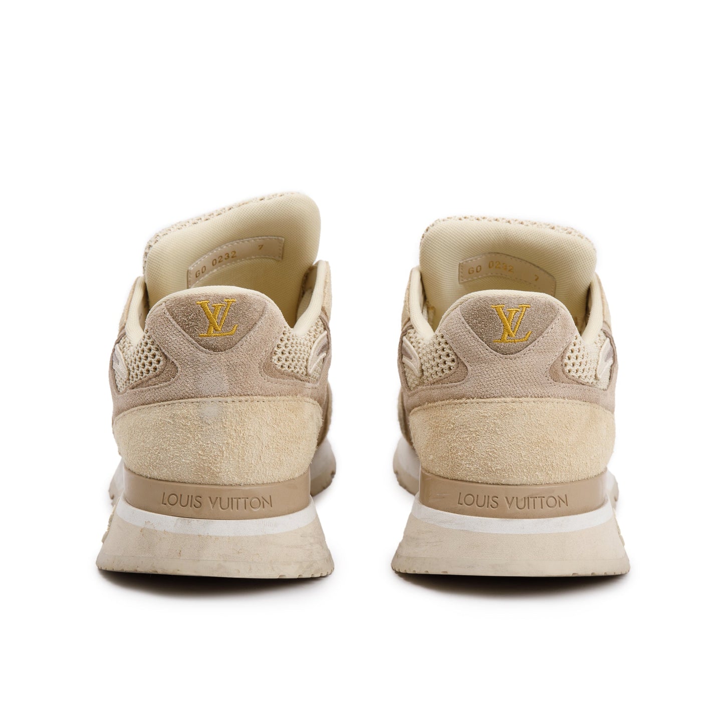 Louis Vuitton 2022 Beige Suede LV Trainer Sneakers, Size 7