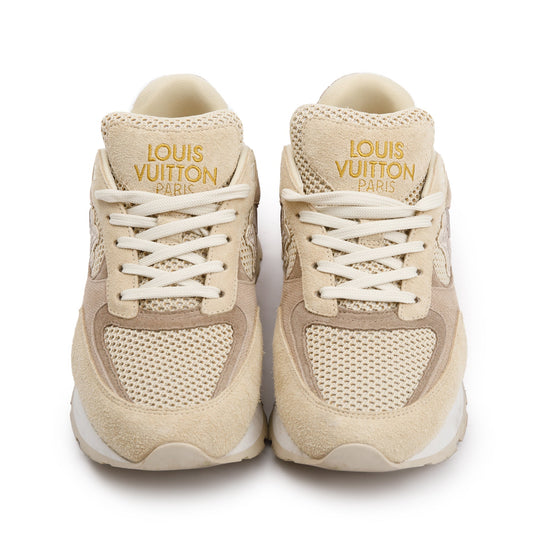 Louis Vuitton 2022 Beige Suede LV Trainer Sneakers, Size 7