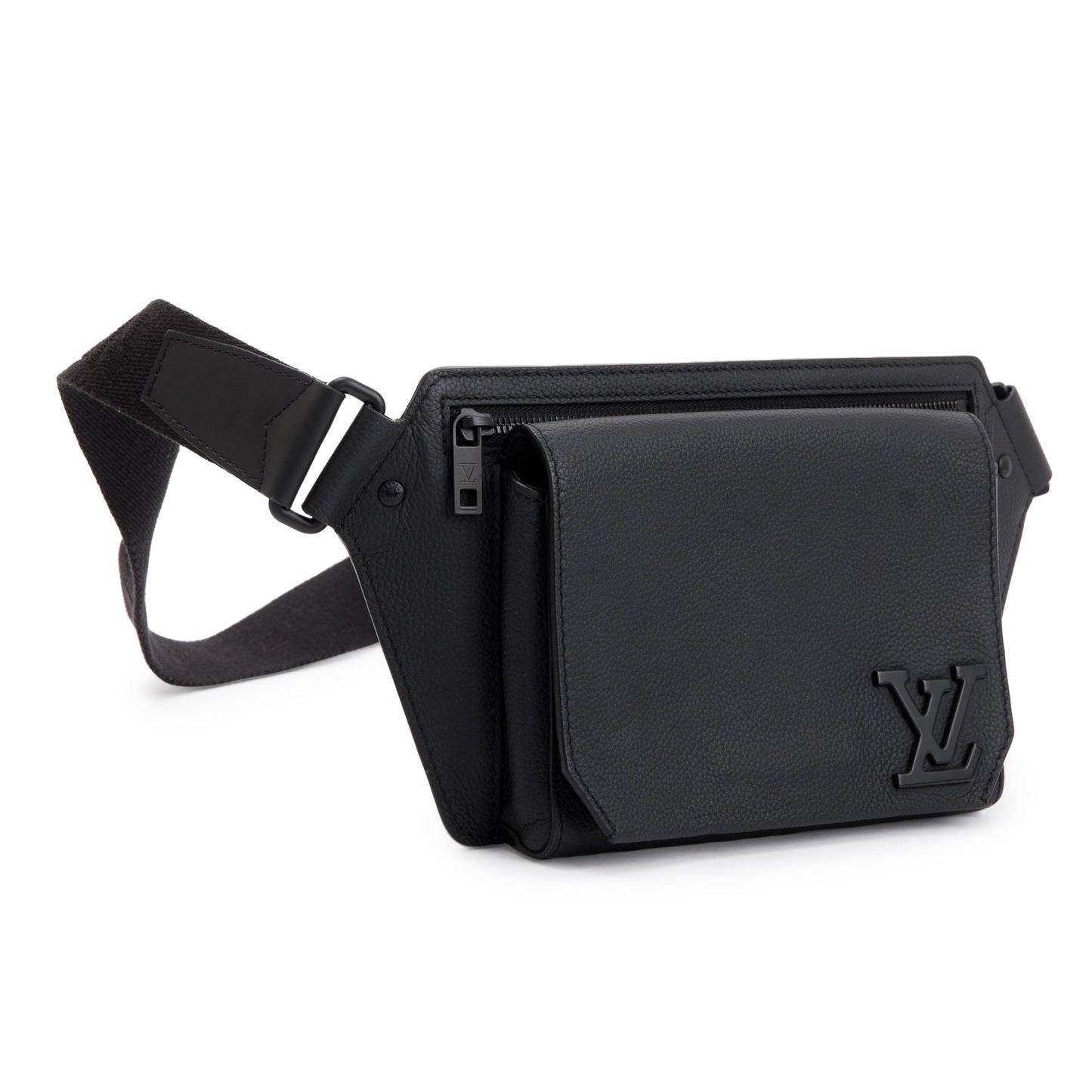 Louis Vuitton 2022 Black Grained Calfskin Aerogram Takeoff Sling Bag
