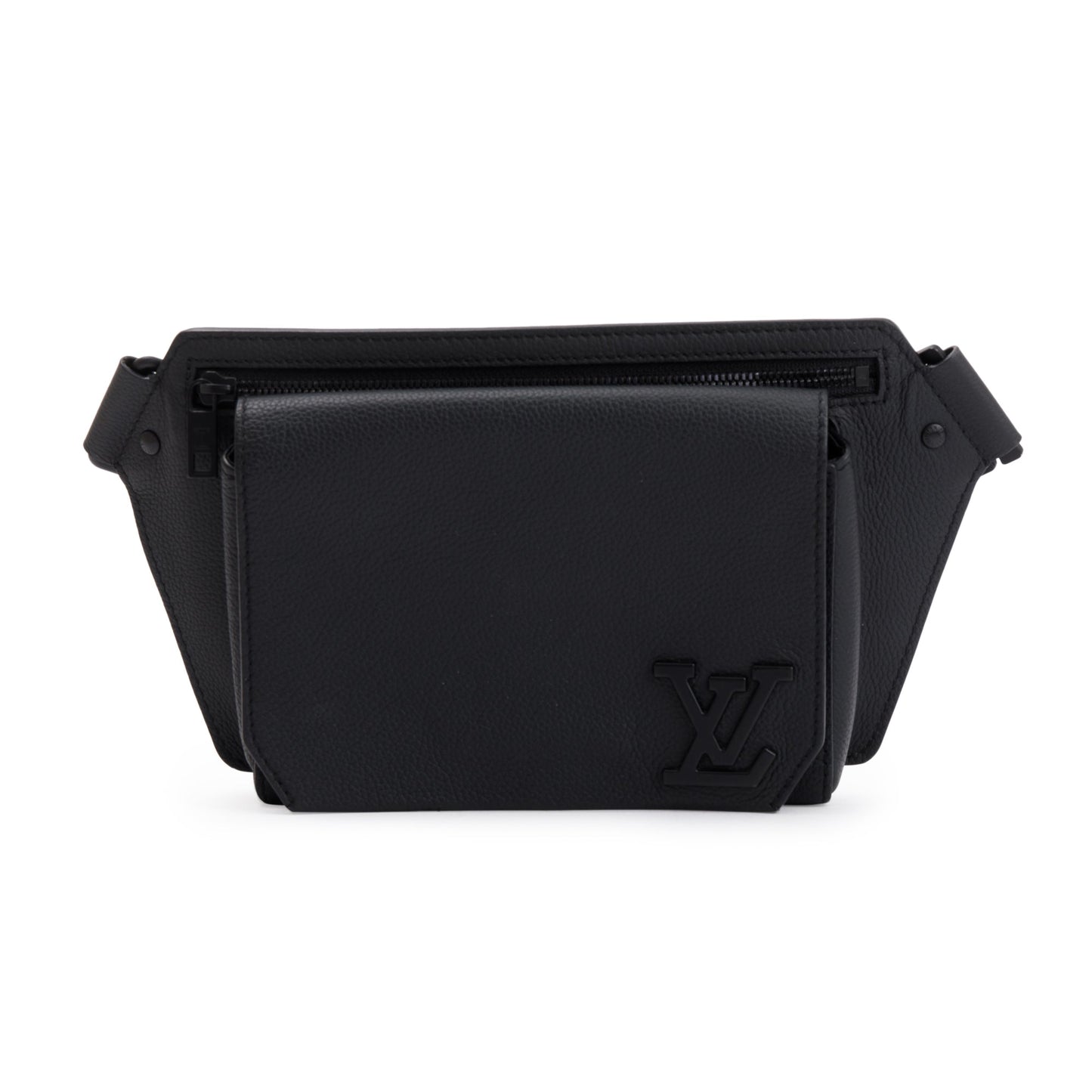 Louis Vuitton 2022 Black Grained Calfskin Aerogram Takeoff Sling Bag
