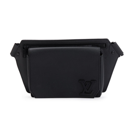 Louis Vuitton 2022 Black Grained Calfskin Aerogram Takeoff Sling Bag
