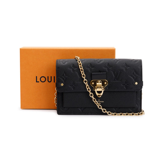 Louis Vuitton 2022 Black Monogram Empreinte Vavin Chain Wallet