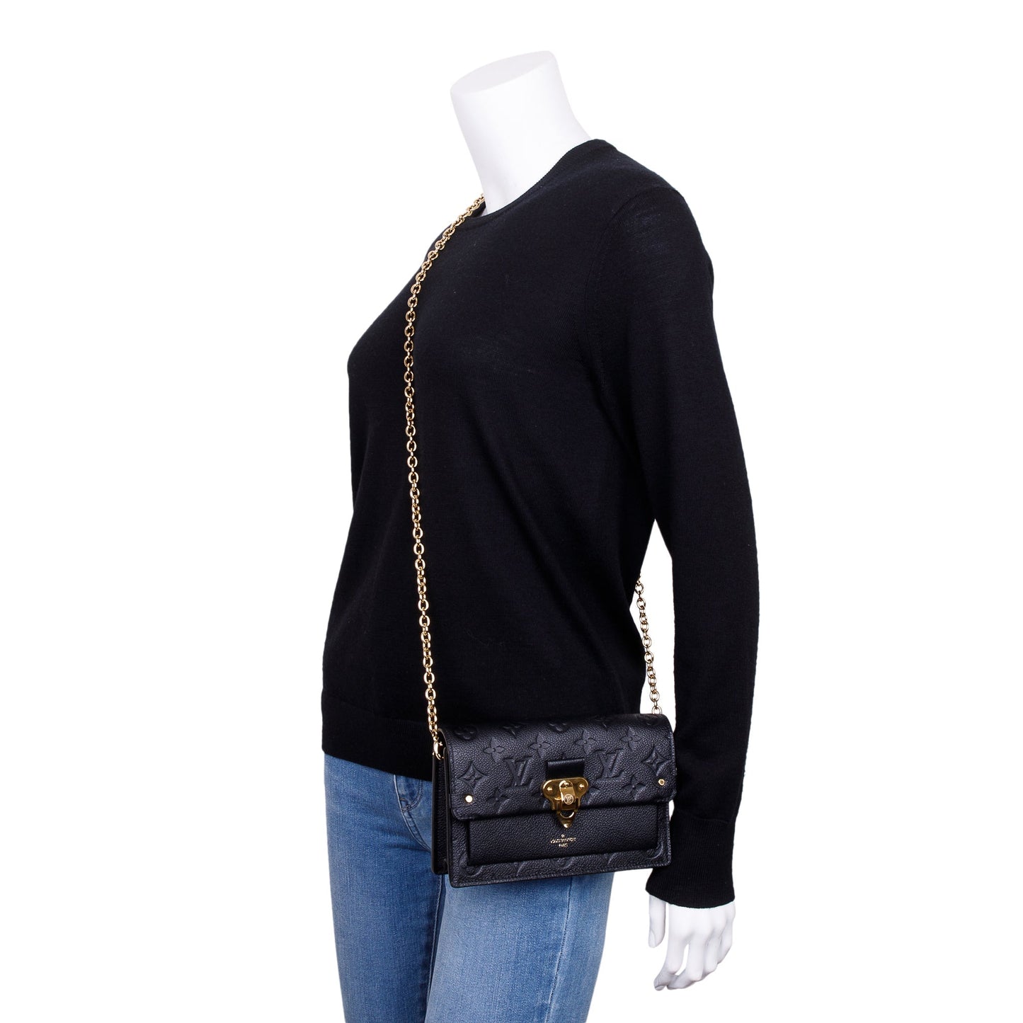Louis Vuitton 2022 Black Monogram Empreinte Vavin Chain Wallet