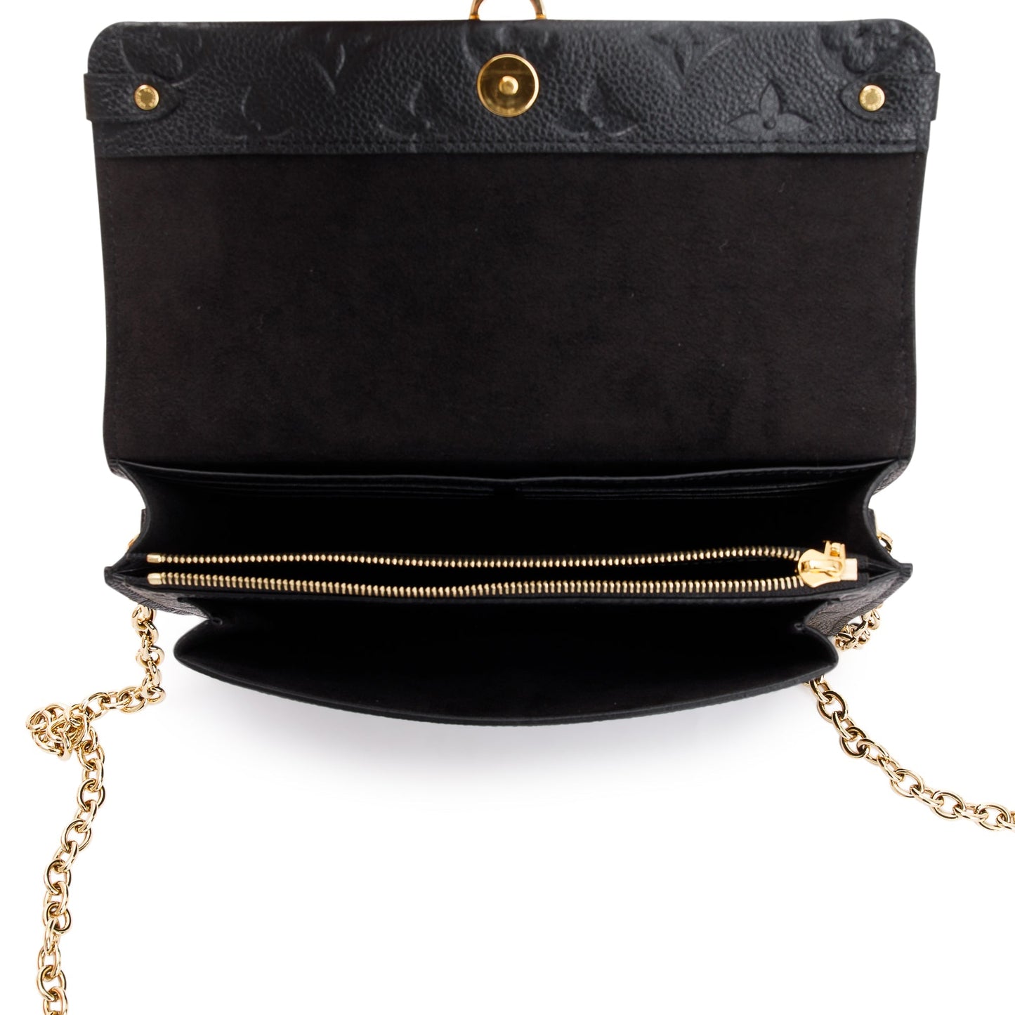 Louis Vuitton 2022 Black Monogram Empreinte Vavin Chain Wallet