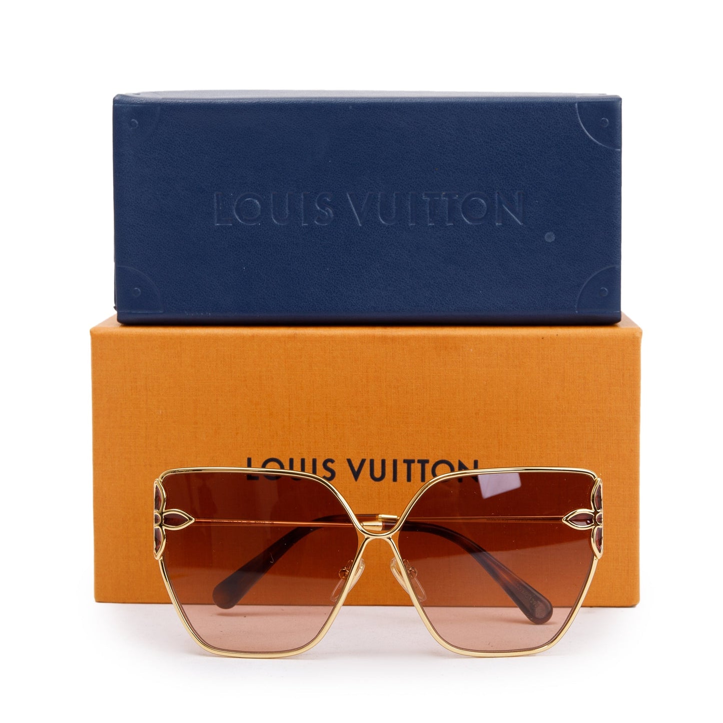 Louis Vuitton 2022 Gold Metal LV Petal Cat Eye Sunglasses