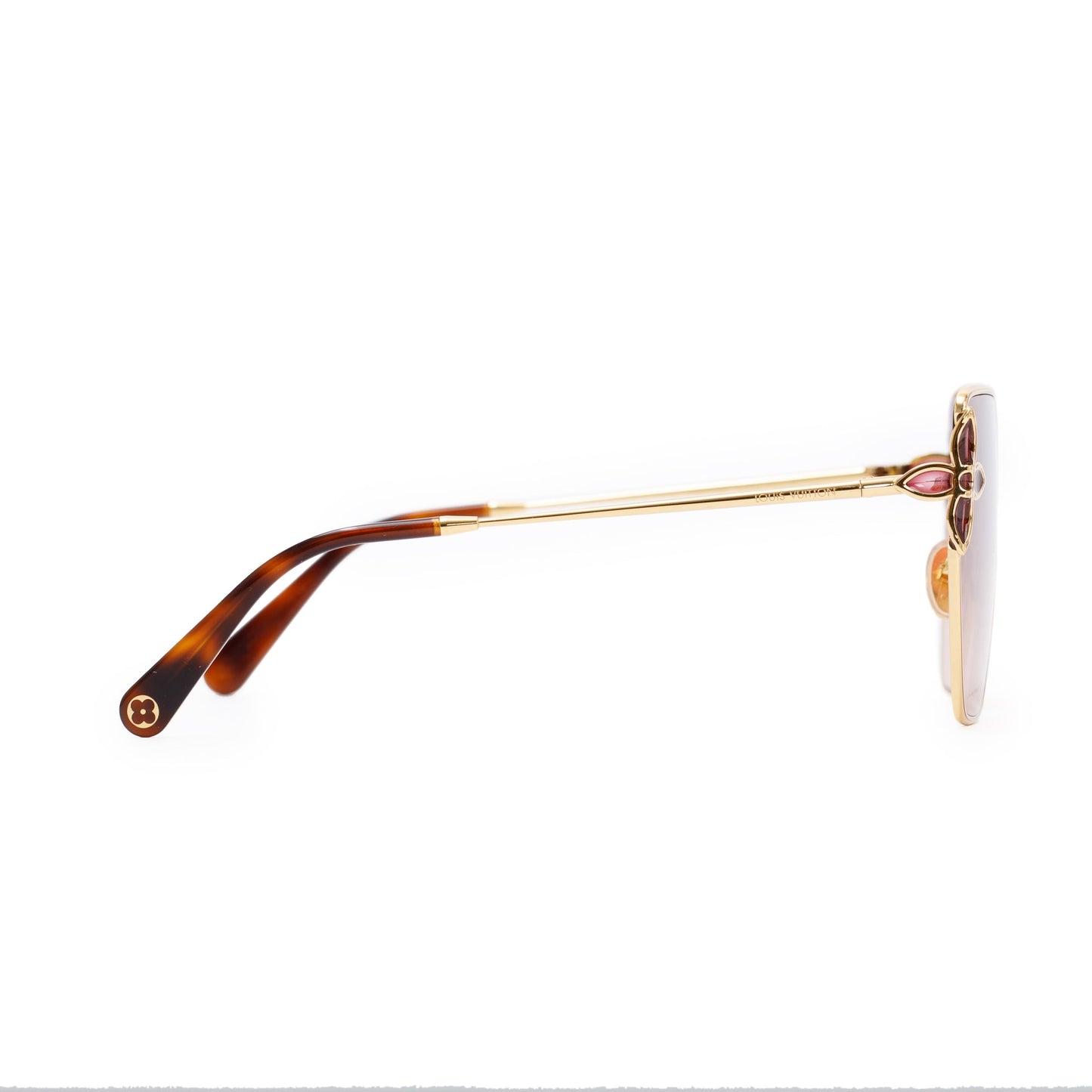 Louis Vuitton 2022 Gold Metal LV Petal Cat Eye Sunglasses