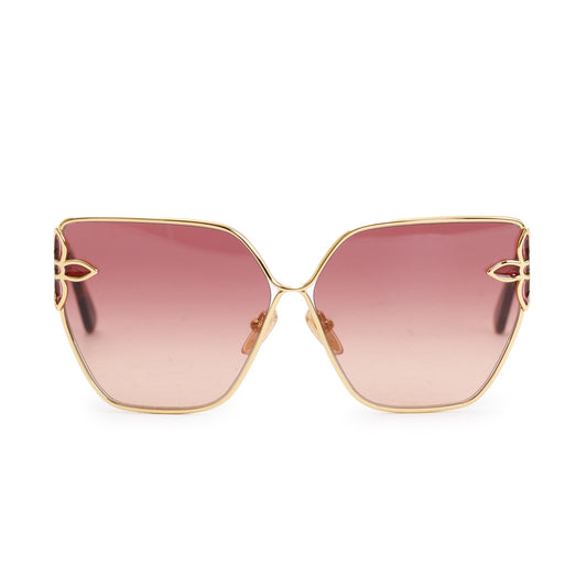 Louis Vuitton 2022 Gold Metal LV Petal Cat Eye Sunglasses