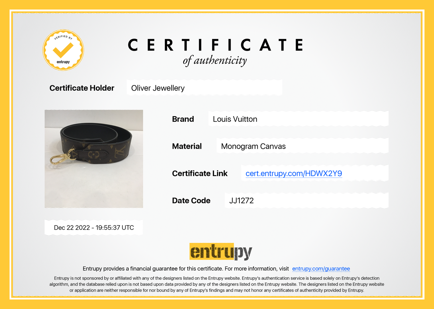 Louis Vuitton 2022 Monogram Bandouliere Shoulder Strap