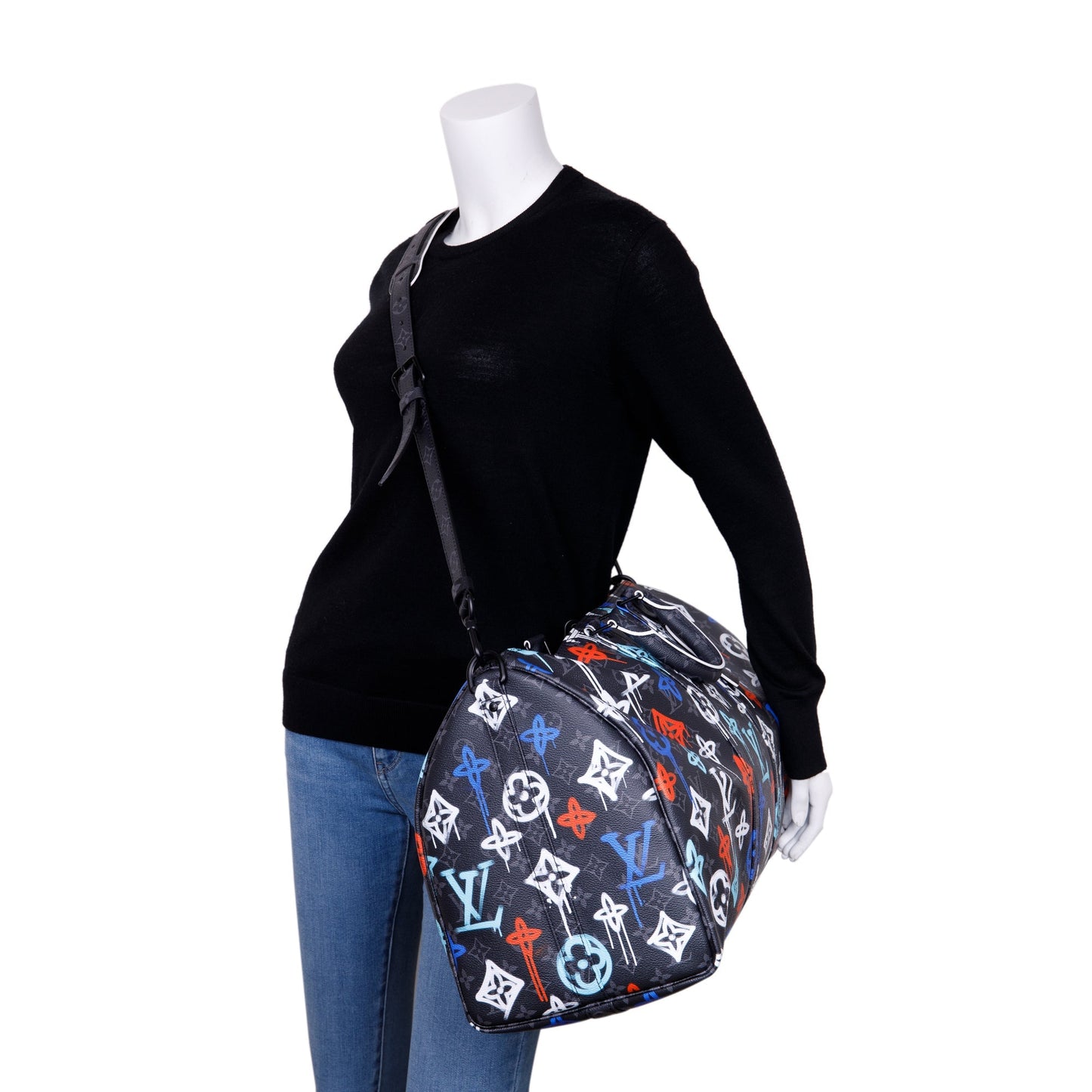 Louis Vuitton 2022 Monogram Eclipse Graffiti Keepall Bandouliere 50
