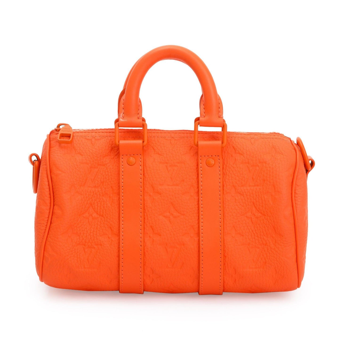 Louis Vuitton 2022 Orange Monogram Taurillion Leather Keepall Bandouliere 25