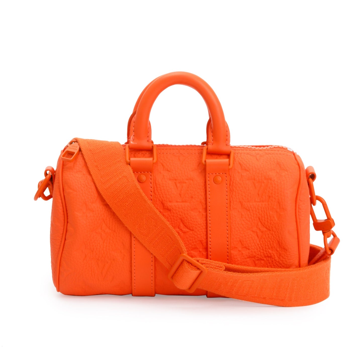 Louis Vuitton 2022 Orange Monogram Taurillion Leather Keepall Bandouliere 25