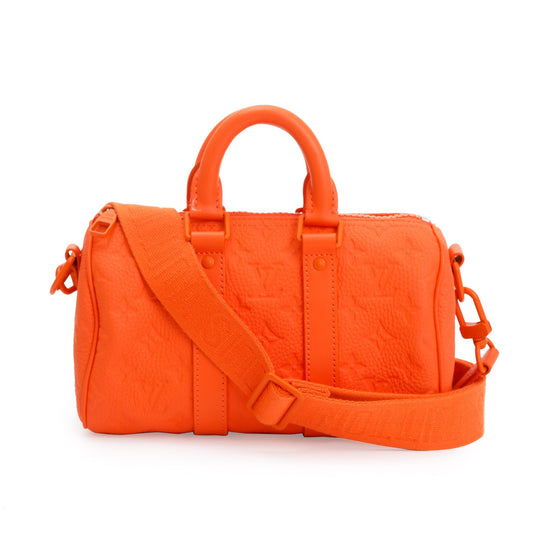 Louis Vuitton 2022 Orange Monogram Taurillion Leather Keepall Bandouliere 25