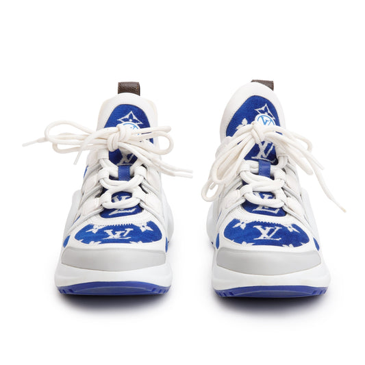 Louis Vuitton 2022 White/Blue Monogram Velvet & Leather LV Archlight Sneakers, Size 37