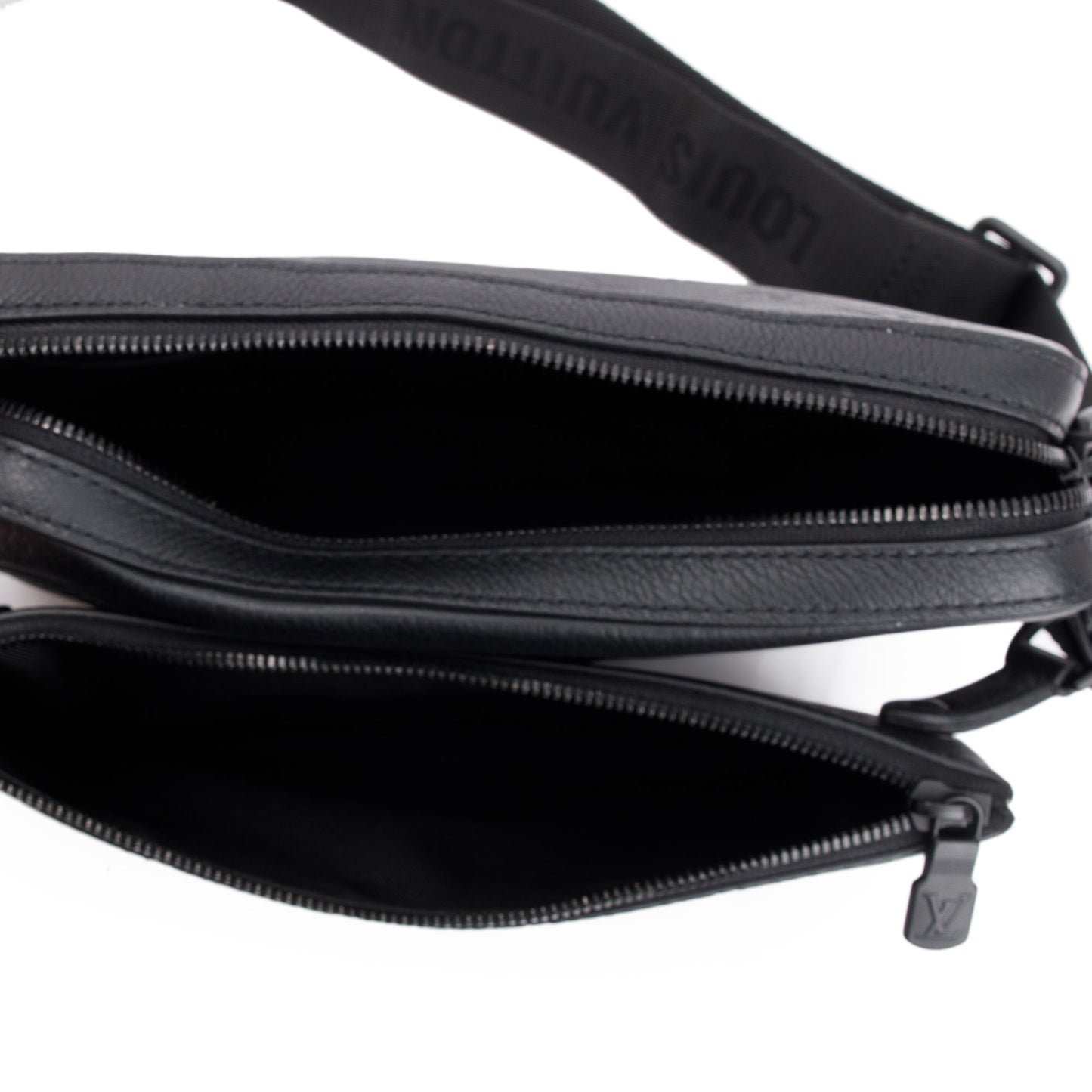 Louis Vuitton 2023 Black Calfskin Leather Monogram Shadow Trio Messenger