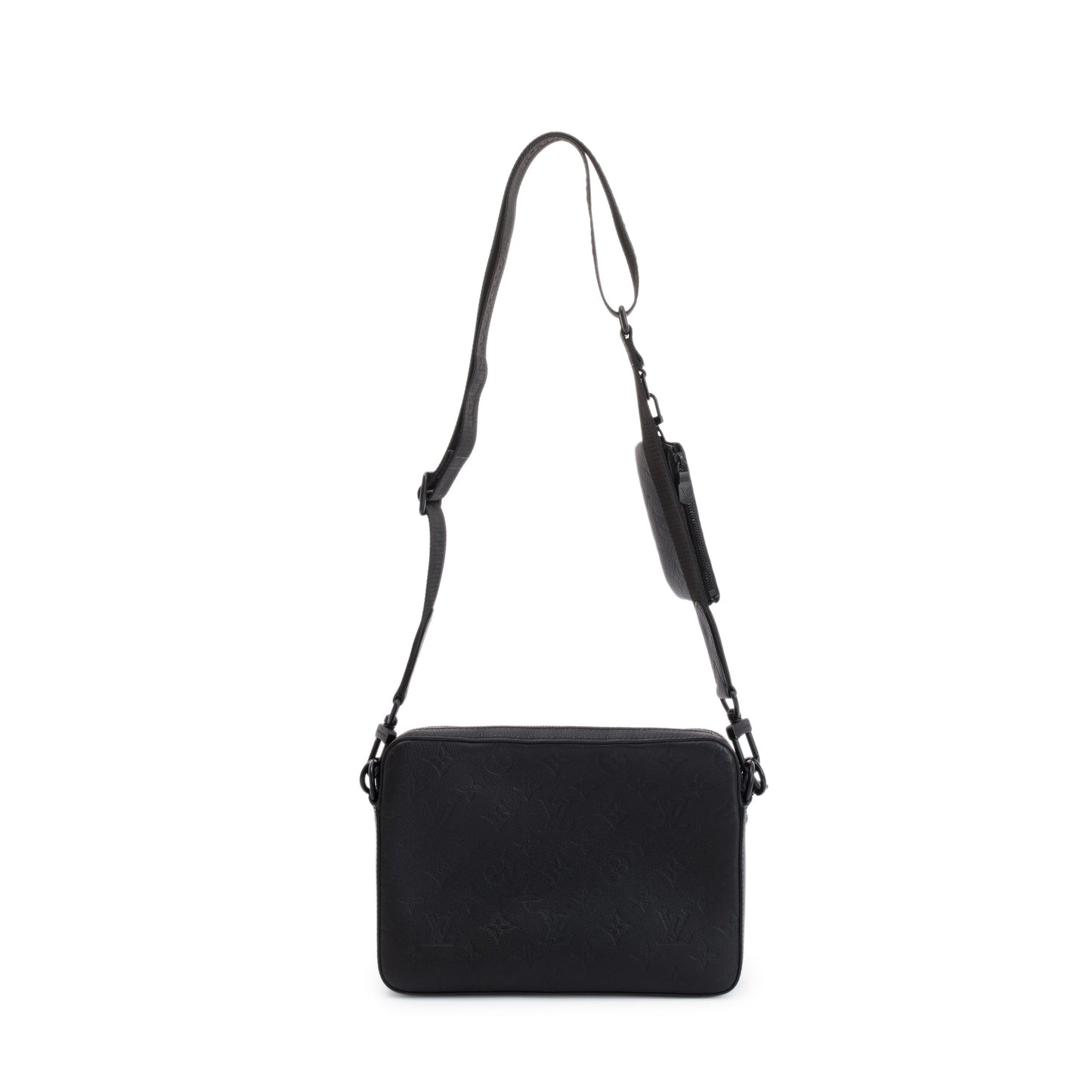 Louis Vuitton 2023 Black Calfskin Leather Monogram Shadow Trio Messenger
