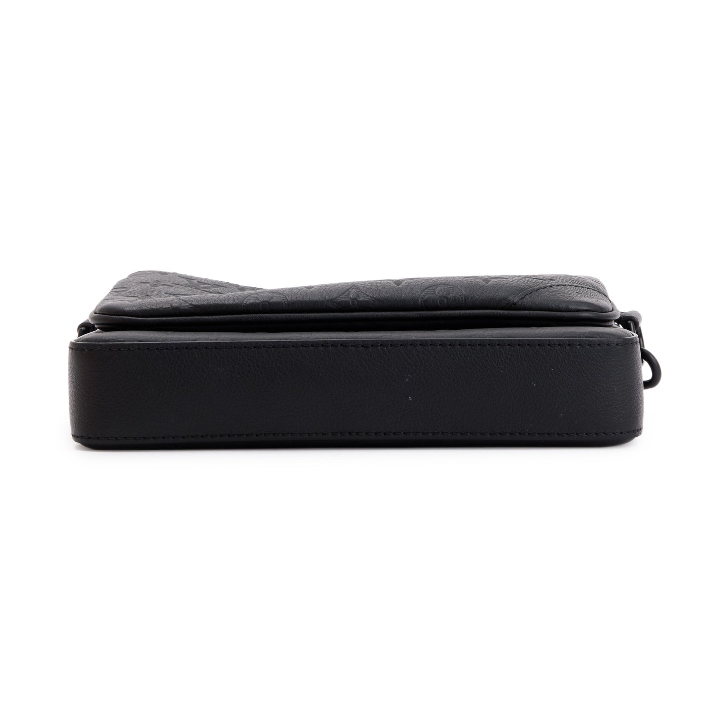 Louis Vuitton 2023 Black Calfskin Leather Monogram Shadow Trio Messenger