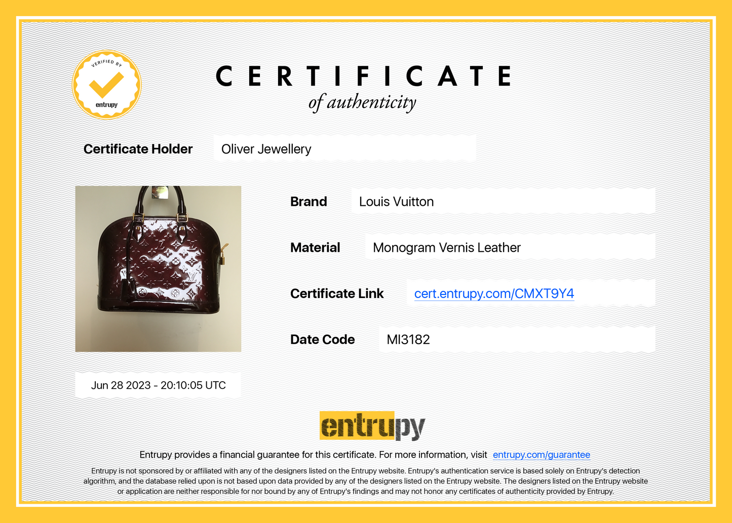 Louis Vuitton Amarante Vernis Alma PM