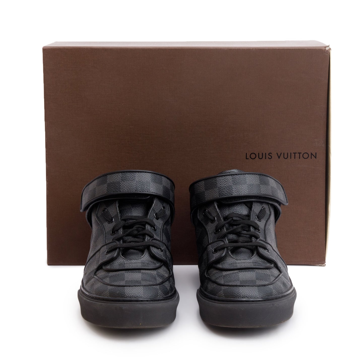 Louis Vuitton Black Damier Graphite Canvas Acapulco Mid-Top Sneakers, Size 9