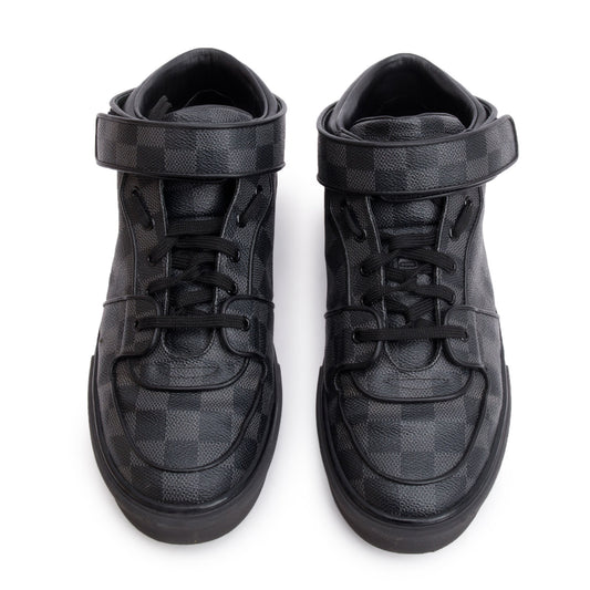 Louis Vuitton Black Damier Graphite Canvas Acapulco Mid-Top Sneakers, Size 9
