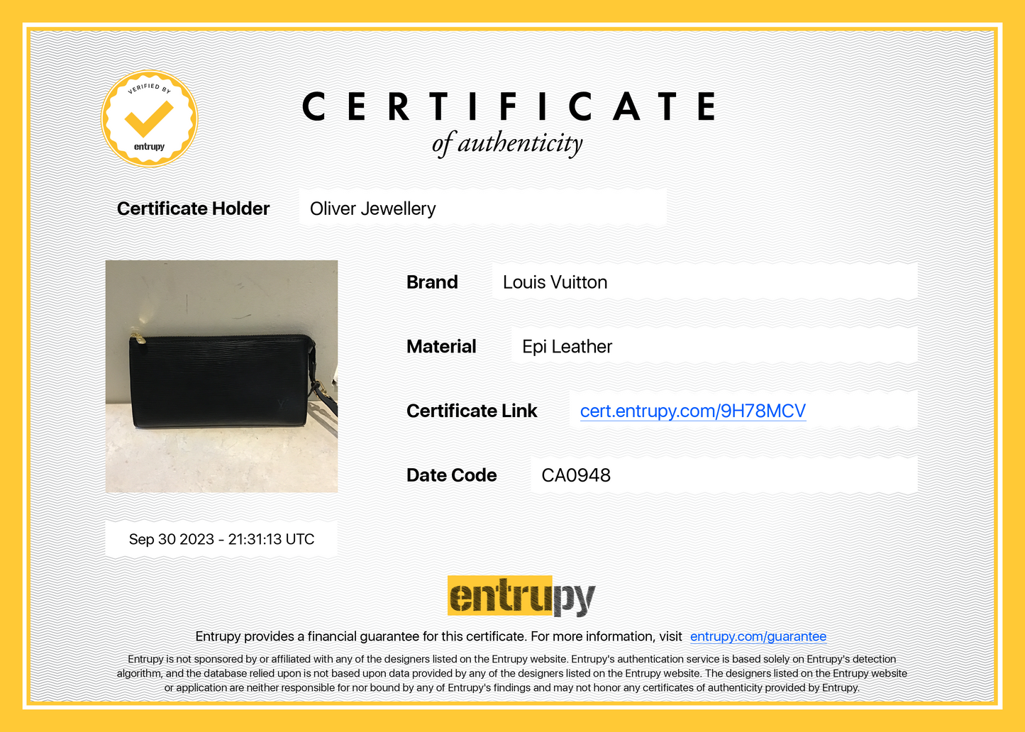 Louis Vuitton Black Epi Leather Pochette Accessoires 24