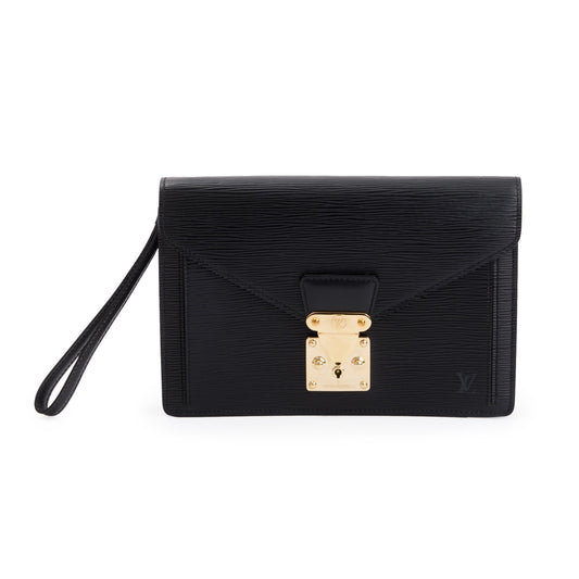 Louis Vuitton Black Epi Leather Pochette Sellier Dragonne Wristlet Clutch