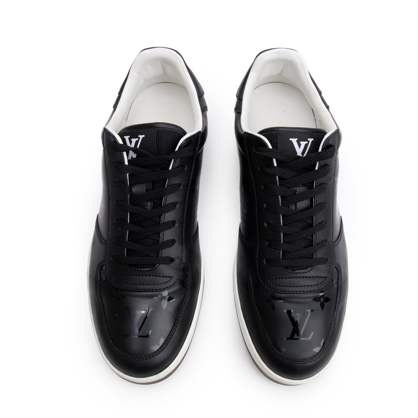 Louis Vuitton Black Monogram Leather Rivoli Men's Sneakers, Size 7.5